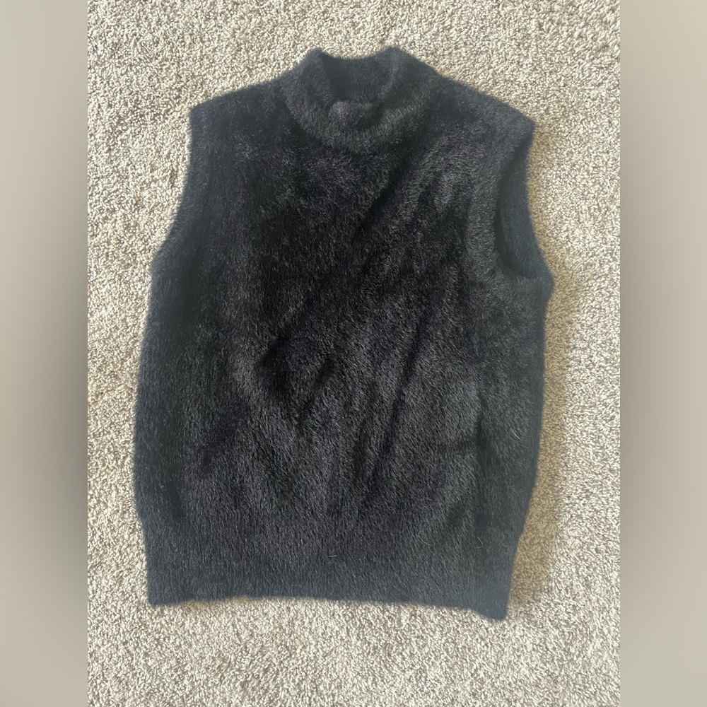 Rachel Zoe Black Fuzzy Knit Top